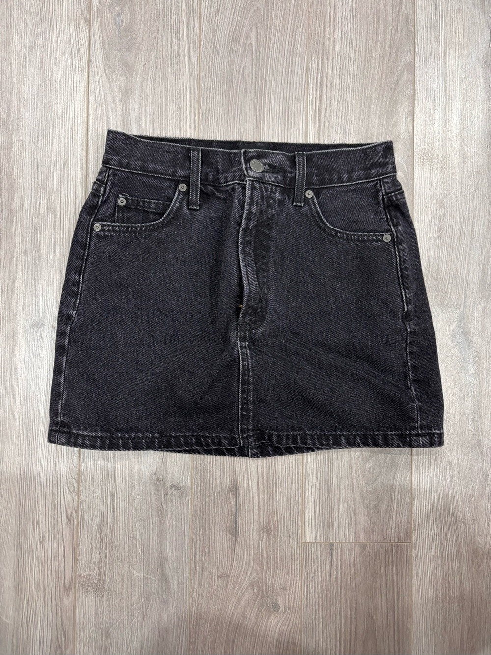Denim Forum Black Washed Denim Mini Skirt